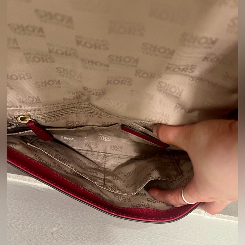 Michael Kors Studded Handbag | Red and Gold - Picture 6 of 16
